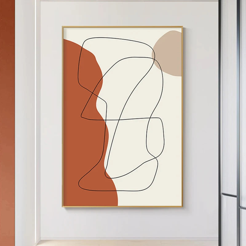 Earthy Tones Modern Abstract Geometric Wall Art Fine Art Canvas Prints Pictures For Living Room Dining Room Contemporary Home Decor