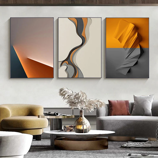 Modern Aesthetics Abstract Geometry Wall Art Fine Art Canvas Prints Pictures For Luxury Penthouse Living Room Home Office Boutique Hotel Art Decor