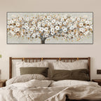 * Featured Sale * Blooming White Floral Petal Tree Wall Art Fine Art Canvas Print Wide Format Picture For Above The Sofa Above The Bed
