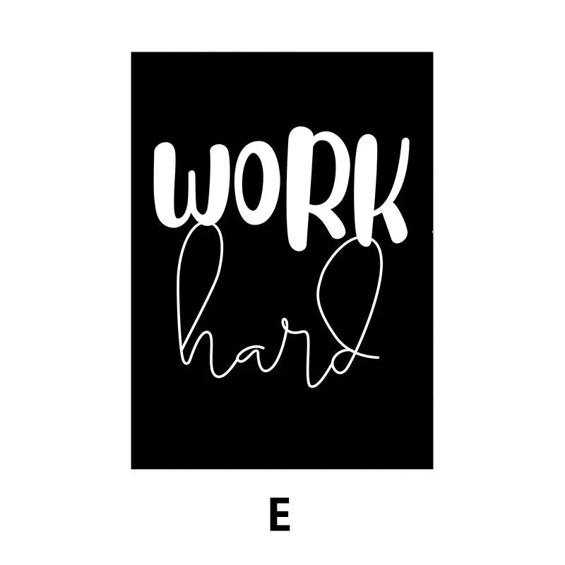 Black and White Motivational Posters Wall Art Fine Art Canvas Prints – Minimalist Wall Art Decor for Modern Interiors