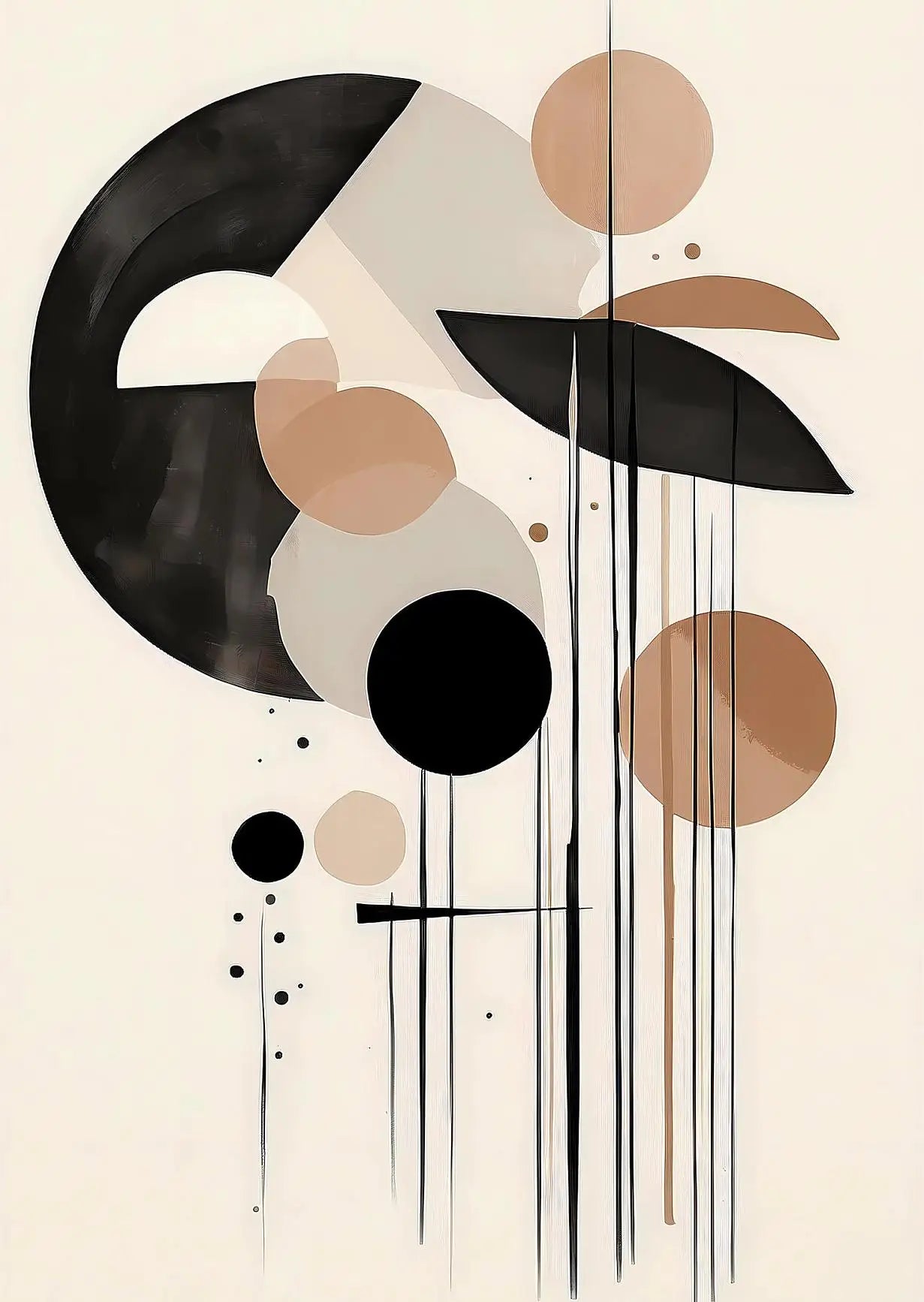 Oriental Zen Abstract Botanical Moon Sun Wall Art Fine Art Canvas Prints Picture for Living Room Dining Room Bedroom Art Decor