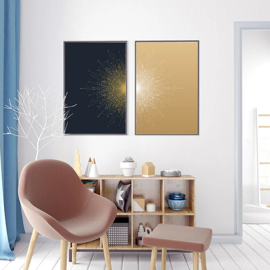 Contrasting Color Abstract Particle Geometry Wall Art Fine Art Canvas Prints Pictures For Living Room Bedroom Home Office Decor