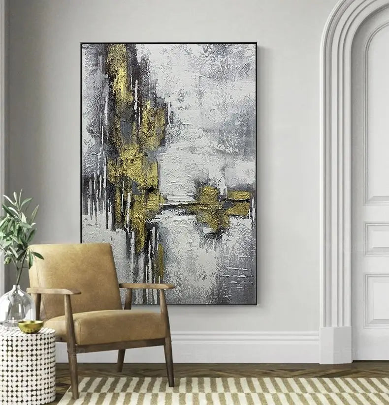 * Hand Painted * Modern Abstract Minimalist Oil Painting Large Format Picture For Contemporary Living Room Wall Decor