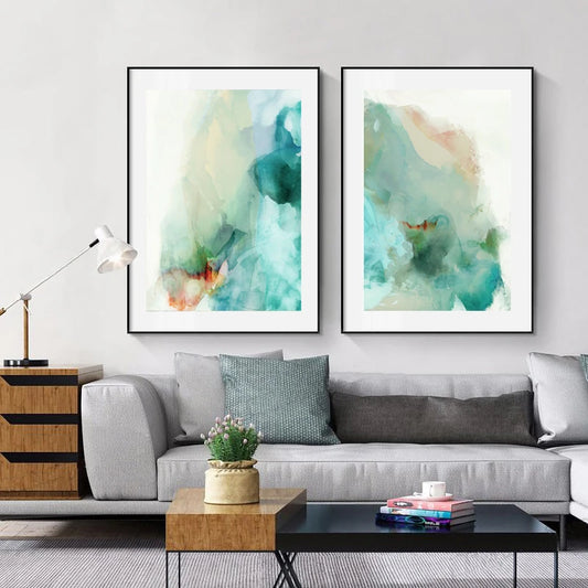 Abstract Teal Emerald Aquamarine Liquid Marble Print Wall Art Fine Art Canvas Prints Nordic Pictures For Modern Apartment Living Room Decor