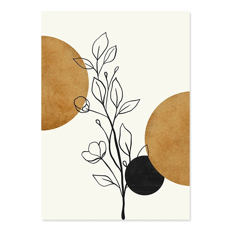 Abstract Geometric Botanical Line Art Fine Art Canvas Prints Wall Art Modern Minimalist Pictures For Living Room Dining Room Wall Decor