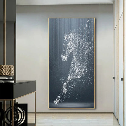 Minimalist Abstract Light Splash Horse Wall Art Fine Art Canvas Prints Equestrian Pictures For Modern Living Room Entranceway Foyer Art Decor