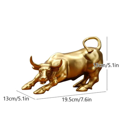 Golden Wall Street Bull Resin Statue Creative Feng Shui Ornaments Fortune Statue Wealth Figurines For Office Interior Desktop Decoration