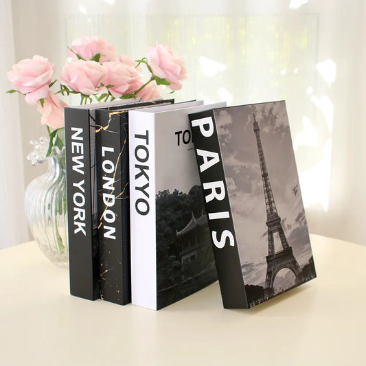 London Paris Tokyo New York Fashion Faux Books Coffee Table Decor Book Boxes Storage Ornamental Decoration For Modern Home Decor