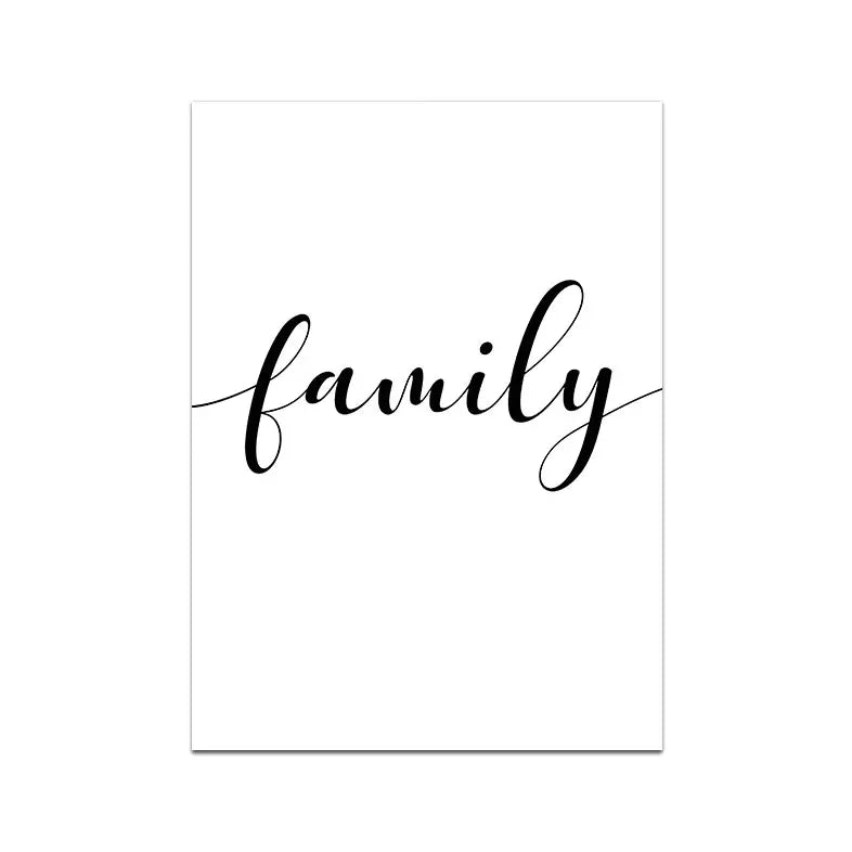 Love Family Word Art Wall Art Fine Art Canvas Prints Minimalist Black White Posters Pictures For Living Room Dining Room Kitchen Art Decor