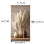 Neutral Pampas Grass Vase Boho Wall Art Fine Art Canvas Print – Modern Still Life Artwork for Living Room and Hallway Decor