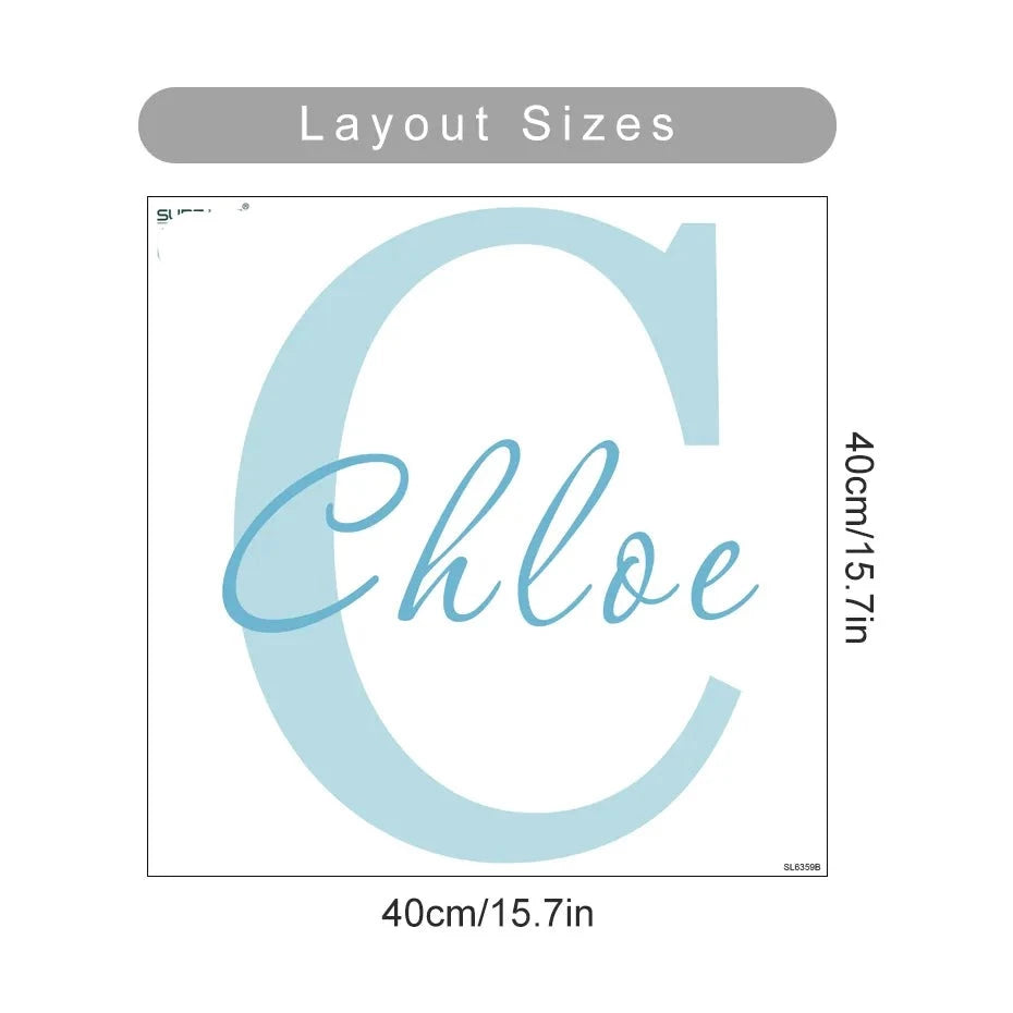 Cute Personalized Baby's Name Wall Sticker For Baby Boys & Girl Pink Blue Removable Peel & Stick PVC Wall Decal For Creative DIY Kid's Room Decor