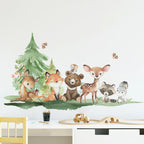 Cute Woodland Animals Wall Stickers For Children's Nursery Room Removable Peel & Stick PVC Wall Decals For Creative DIY Kid's Room Decor