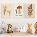 Fly High White Swan Cute Bunny Nursery Wall Art Fine Art Canvas Prints Modern Neutral Color Pictures For Modern Nursery Room Kid's Room Art Decor