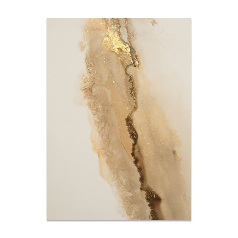 Modern Abstract Liquid Beige Golden Liquid Marble Wall Art Fine Art Canvas Prints Pictures For Luxury Living Room Chic Bedroom Art Decor