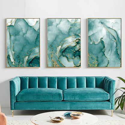 Modern Abstract Aqua Liquid Marble Prints Wall Art Fine Art Canvas Prints Pictures For Living Room Dining Room Home Office Decor