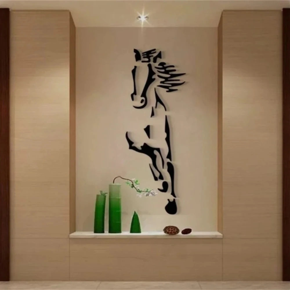 Acrylic 3d Horse Wall Sticker Removable Decal For Living Room Dining Room Entranceway Foyer Wall Decoration Creative DIY Home Decor