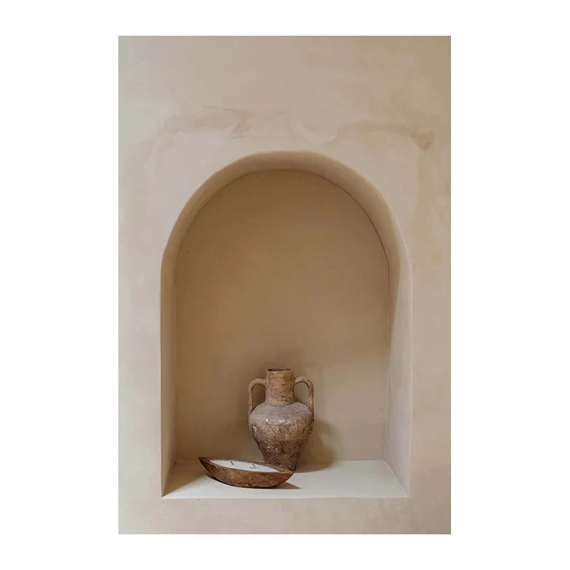 Neutral Colors Terracotta Still Life Vase Wall Art Fine Art Canvas Prints Poster Architectural Pictures For Modern Living Room Bedroom Home Decor