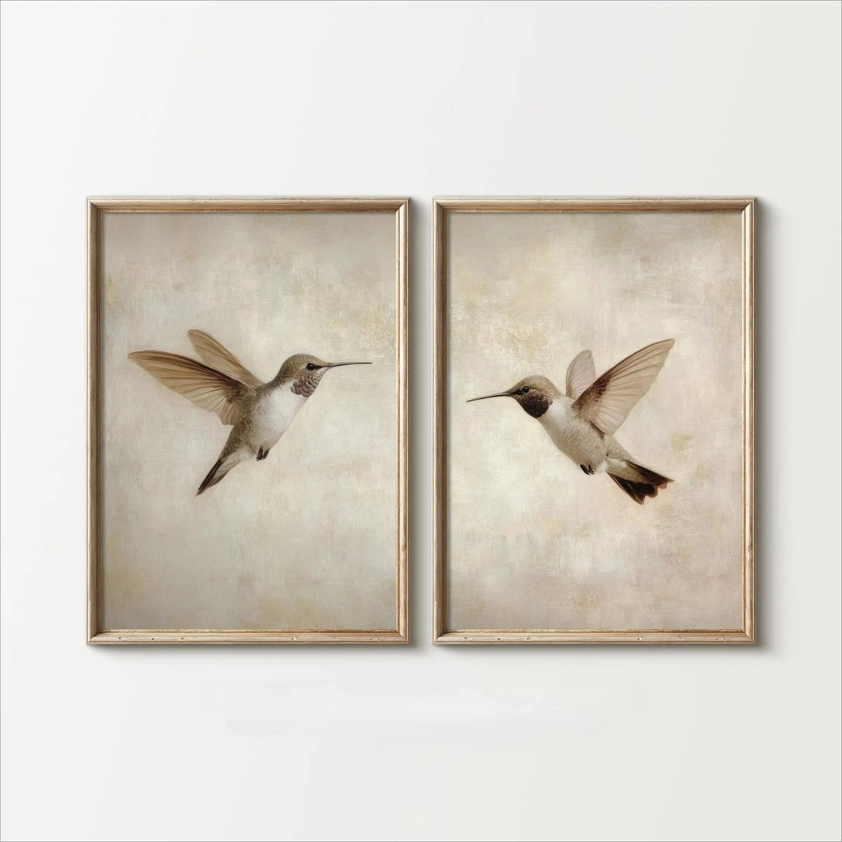 Set of 2Pcs Vintage Birds Wall Art Fine Art Canvas Prints Neutral Tones Retro Illustrations of Birds Artworks For Farmhouse Kitchen Living Room Simple Bedroom Home Decor 