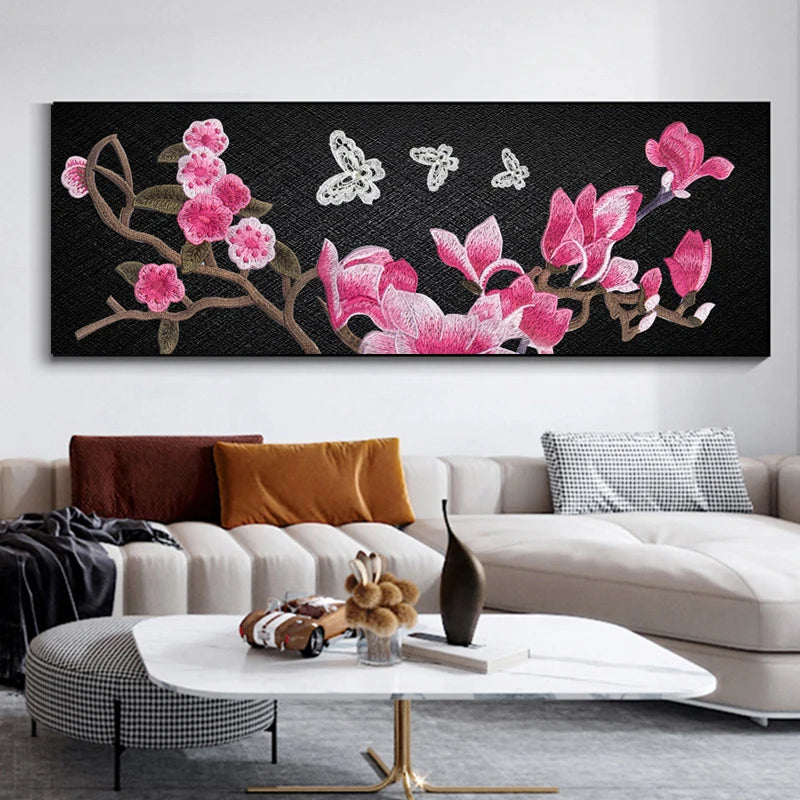 Light Luxury Black Golden Rose Floral Wall Art Fine Art Canvas Prints Wide Format Pictures For Above The Sofa Art For Above The Bed