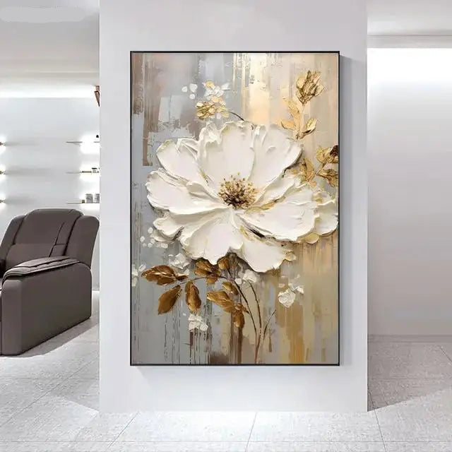 Big White Floral Wall Art Fine Art Canvas Prints Modern Botany Pictures For Living Room Dining Room Entrance Hallway Wall Decoration