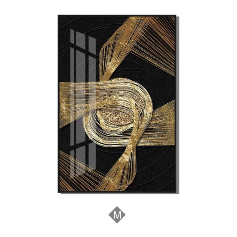 Abstract Black Golden Rings Wall Art Fine Art Canvas Prints Modern Aesthetics Pictures For Living Room Office Boutique Hotel Room Decor