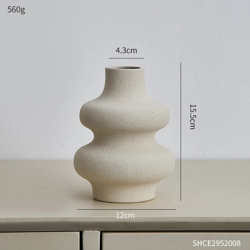 Nordic Style White Ceramic Vase Decorative Modern Flower Pot for Contemporary Scandinavian Living Room Decor