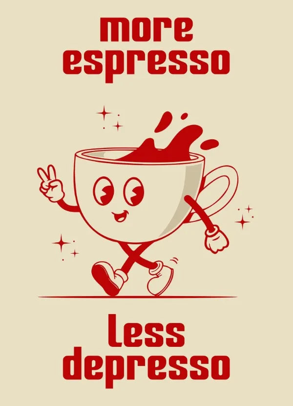 Retro Coffee Quote Canvas – Fun Kitchen Wall Art with Cartoon Characters & Espresso Humor 2025