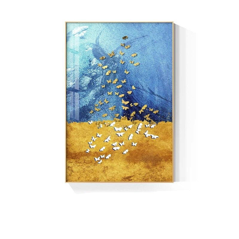 Auspicious Golden Fish In The Deep Blue Wall Art Fine Art Canvas Prints Modern Abstract Pictures For Home Office Boutique Hotel Art Decor