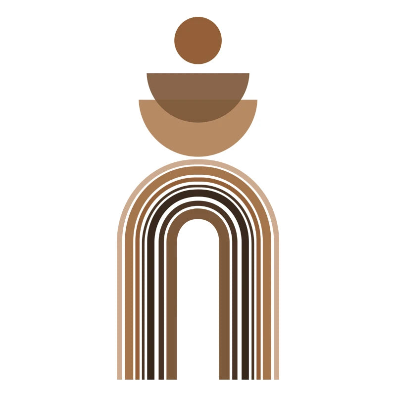 Abstract Neutral Color Abstract Rainbow Arch Wall Mural Wall Sticker Removable Peel & Stick PVC Vinyl Wall Decal For Creative DIY Home Decor