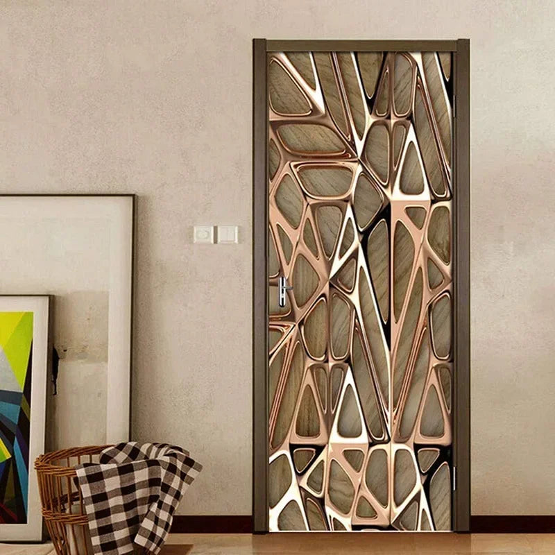 Modern Abstract Pearl Geometric Door Sticker Mural Removable PVC Vinyl Peel N Stick Wall Art Mural Decal For Interior Doors Creative DIY Home Decor