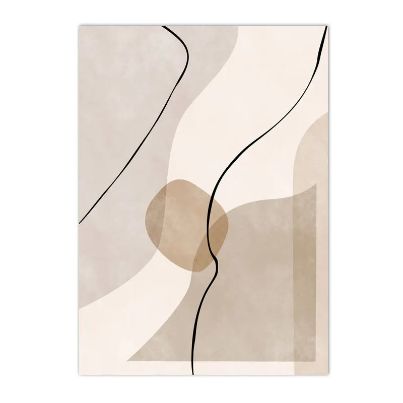 Subtle Beige Abstract Shape and Line Wall Art Fine Art Canvas Prints Pictures For Living Room Bedroom Nordic Art For Contemporary Interiors