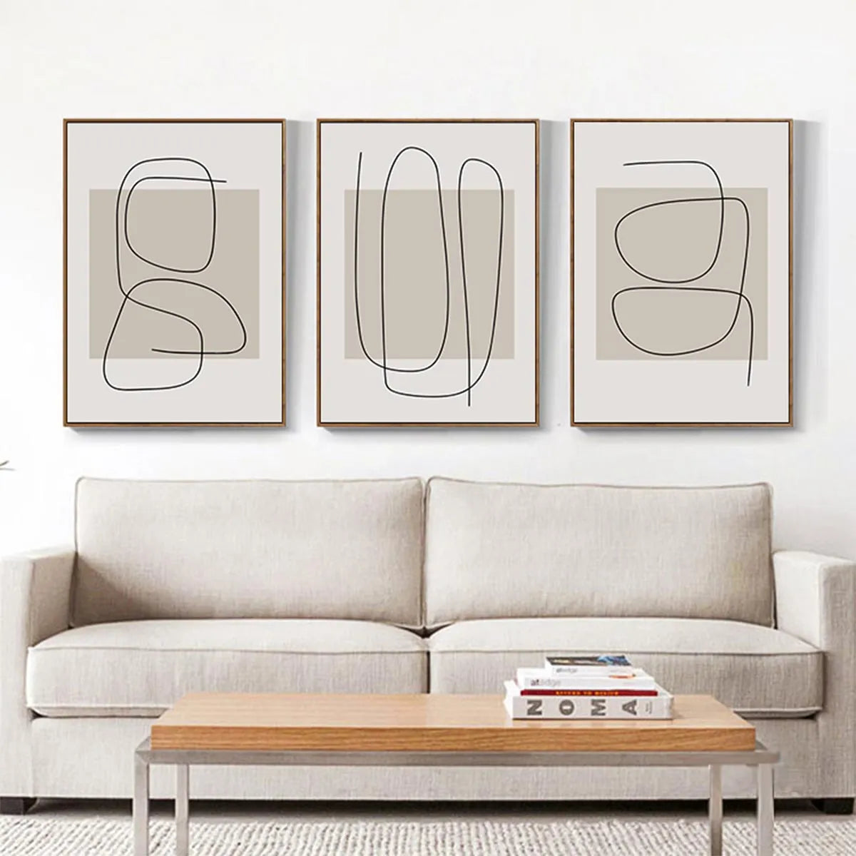 * Featured Sale * Set of 3Pcs Modern Minimalist Abstract Line Art Wall Art Fine Art Canvas Prints For Living Room Bedroom Home Office Art Decor