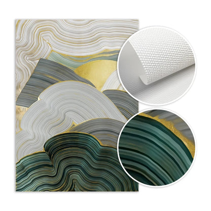 Green Beige Gray Flowing Swirls Abstract Wall Art Fine Art Canvas Prints Pictures For Modern Apartment Dining Room Living Room Art Decor