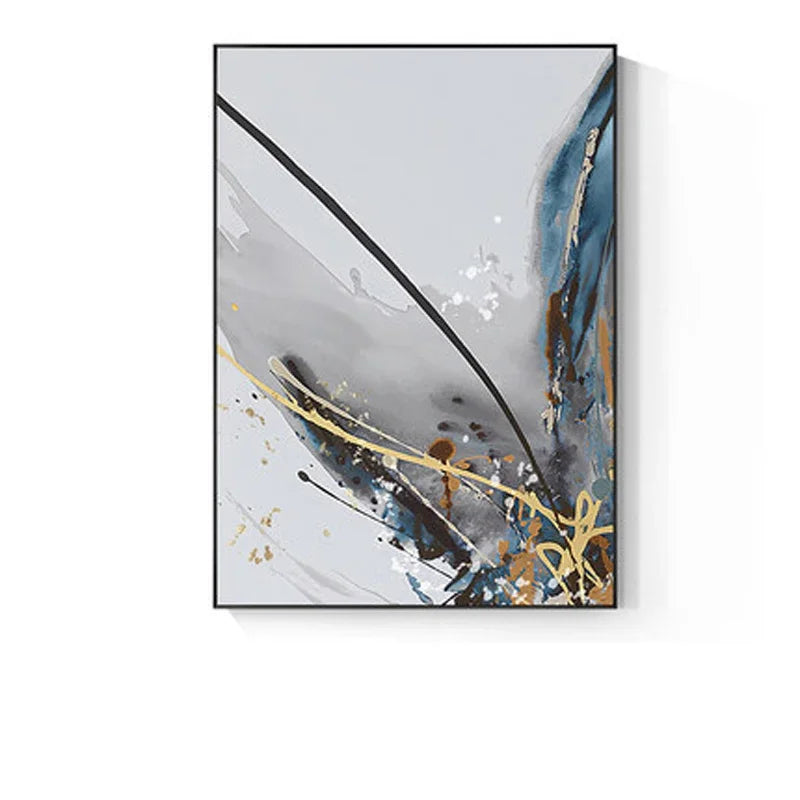 Modern Botanical Floral Wall Art Fine Art Canvas Prints Blue Gray Abstract Pictures For Living Room Bedroom Wall Art Decor