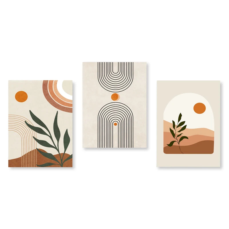 * Featured Sale * Modern Abstract Bohemian Minimalist Geometric Wall Art Fine Art Canvas Prints Posters Pictures For Living Room Decor (Set of 3, Unframed)