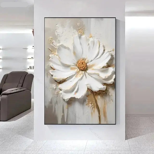 Big White Floral Wall Art Fine Art Canvas Prints Modern Botany Pictures For Living Room Dining Room Entrance Hallway Wall Decoration