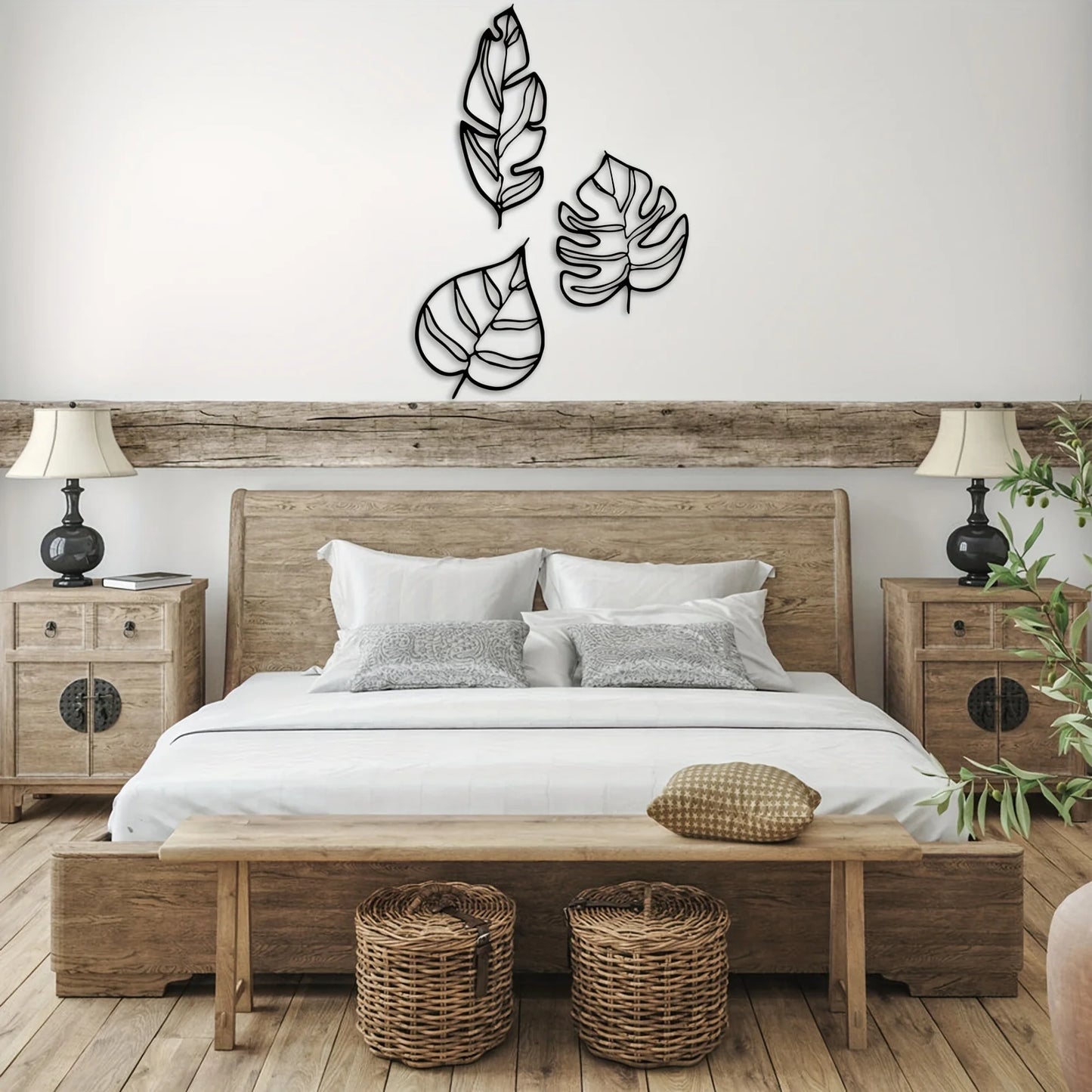* Featured Sale * Set of 3Pcs Metal Palm Leaves Wall Decoration For Living Room Dining Room Nordic Home Decor