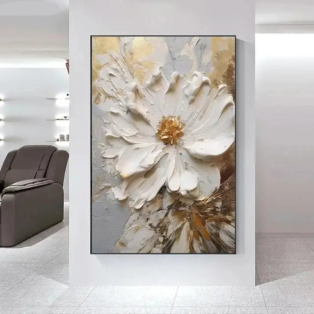 Big White Floral Wall Art Fine Art Canvas Prints Modern Botany Pictures For Living Room Dining Room Entrance Hallway Wall Decoration