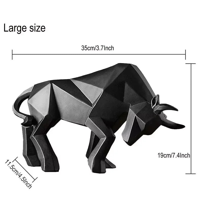 Abstract Bull Statue Sculpture Geometric Wildlife Ornament Modern Symbolic Art Decoration For Desktop Home Office Living Room Nordic Home Decor
