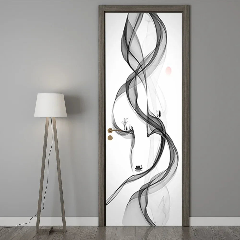 Modern Abstract Pearl Geometric Door Sticker Mural Removable PVC Vinyl Peel N Stick Wall Art Mural Decal For Interior Doors Creative DIY Home Decor