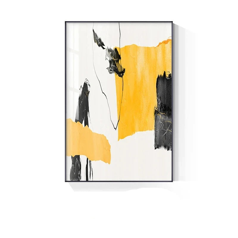 Colorful Minimalist Abstract Wall Art Fine Art Canvas Prints Orange Yellow Black Beige Pictures For Living Room Dining Room Nordic Home Decor