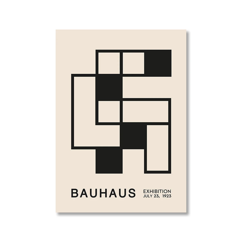 Vintage Retro Geometric Abstract Bauhaus Expo Art Gallery Poster Wall Art Fine Art Canvas Prints Pictures For Living Room Dining Room Home Office Decor