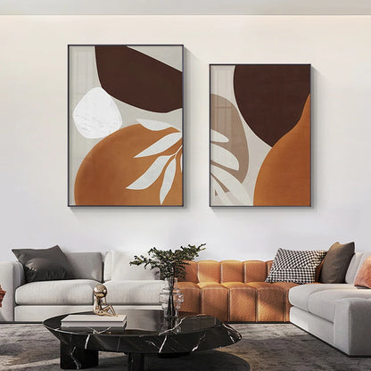 Earthy Tones Modern Abstract Geometric Wall Art Fine Art Canvas Prints Pictures For Living Room Dining Room Contemporary Home Decor