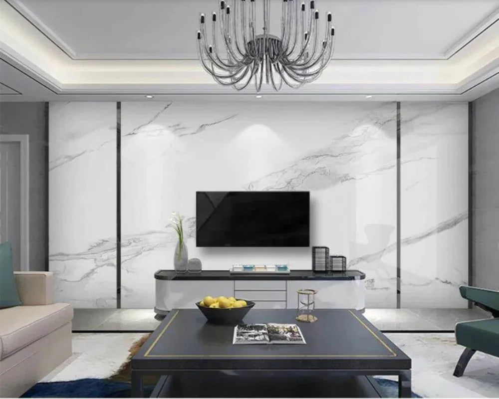 Custom Marble Print Wall Covering Big Sizes Living Room Wall Mural Light Luxury Wall Decor For Behind TV Wall Decor For Modern Home & Office