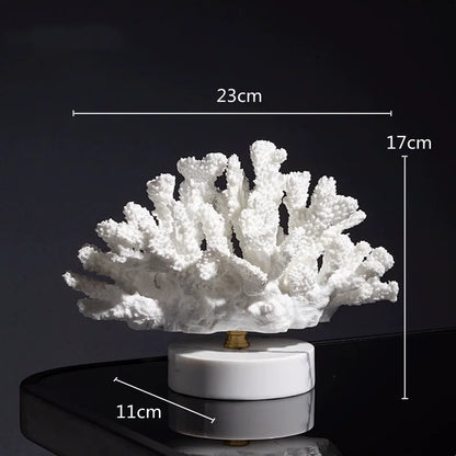 Ocean Themed Faux Coral Resin Ornaments Crystal Tree Glass Vase Decorative Figurines Abstract Art Sculpture For Luxury Living Room Coffee Table Decor