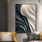 Modern Abstract Flowing Wavy Design Wall Art Fine Art Canvas Print Picture For Entryway Foyer Living Room Art Decor