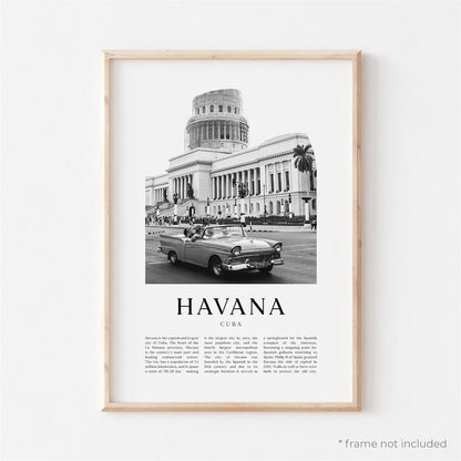 Cuba Havana Black & White Travel Poster Wall Art Fine Art Canvas Prints Pictures For Living Room Dining Room
