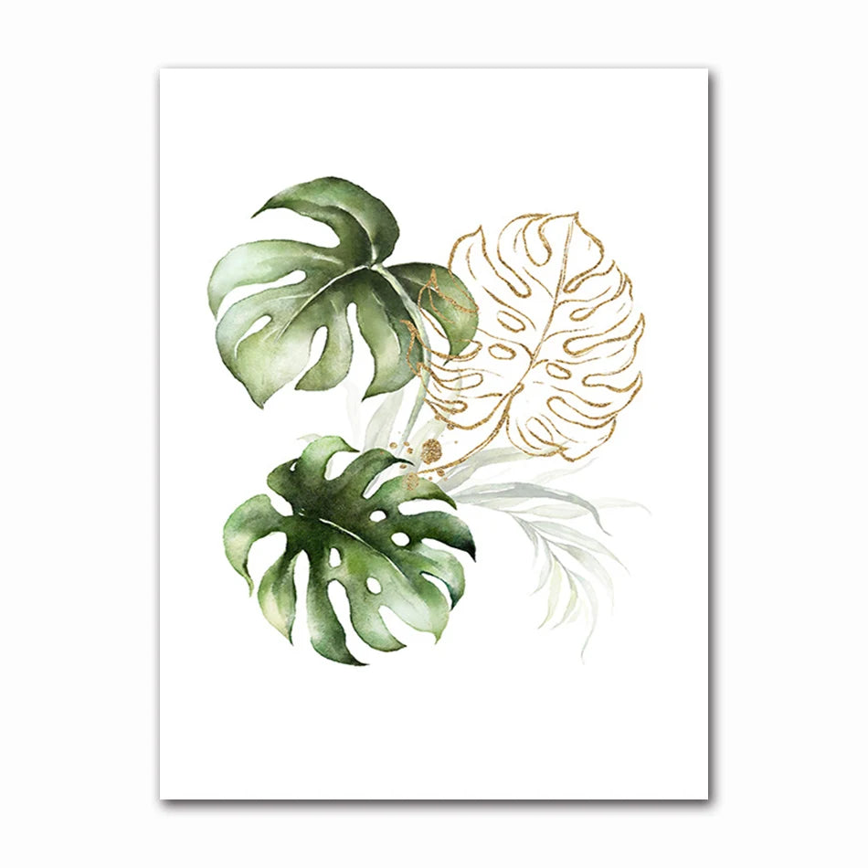 Minimalist Tropical Botanical Wall Art Fine Art Canvas Prints Green Leaves Posters Pictures For Living Room Dining Room Gallery Wall Art Decor 2024 001