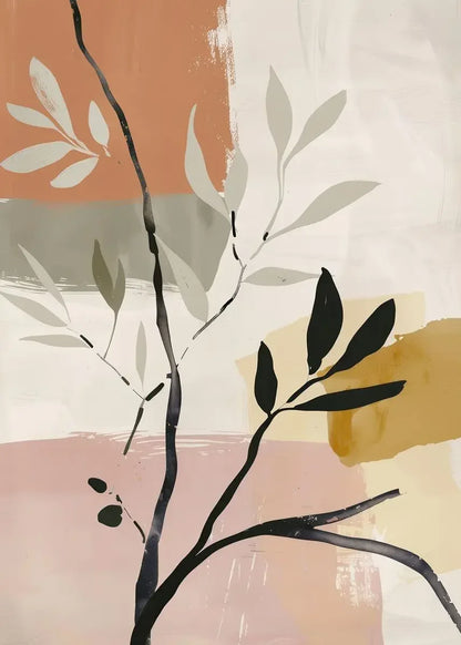Rustic Abstract Botanical Still Life Floral Wall Art Fine Art Canvas Print For Modern Living Room Dining Room Kitchen Art Decor
