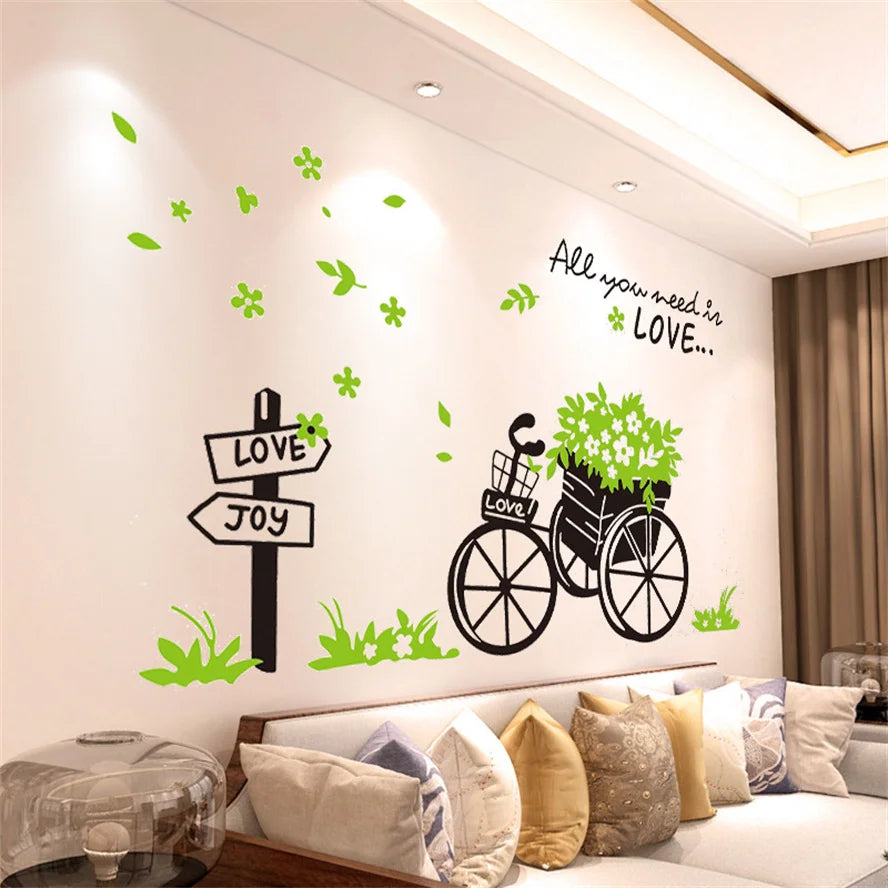Colorful Floral Vinyl Wall Mural Wall Sticker For Living Room Bedroom Kid's Room Removable PVC Wall Decals For Creative DIY Home Decor 